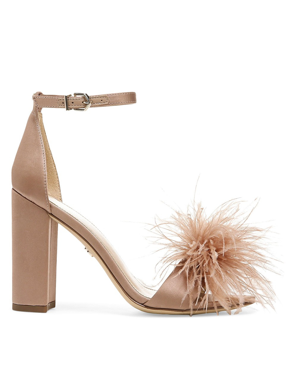 Women's Yaro Satin Feather Sandals - Soft Praline - Size 6 | Saks Fifth Avenue