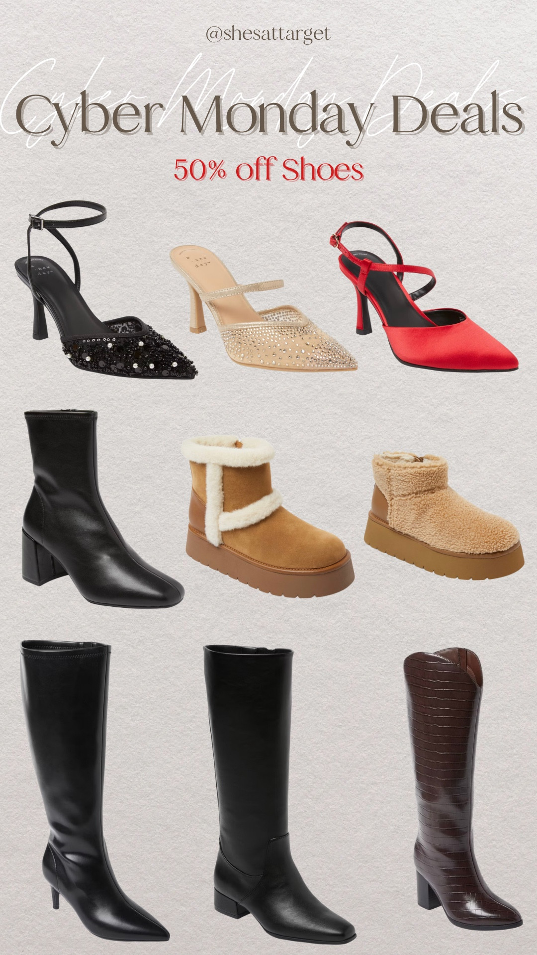 Target Cyber Monday Deal - 50% off shoes linking some of my favorite boots and heels here

#LTKCyberWeek #LTKSaleAlert #LTKHoliday