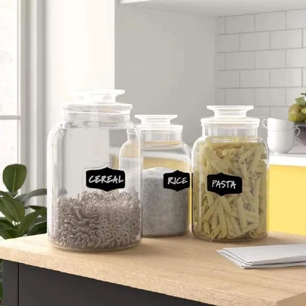 Glass Canister Set For Kitchen Or Bathroom, Apothecary Glass Food Storage Jars With Airtight Lid ... | Wayfair North America