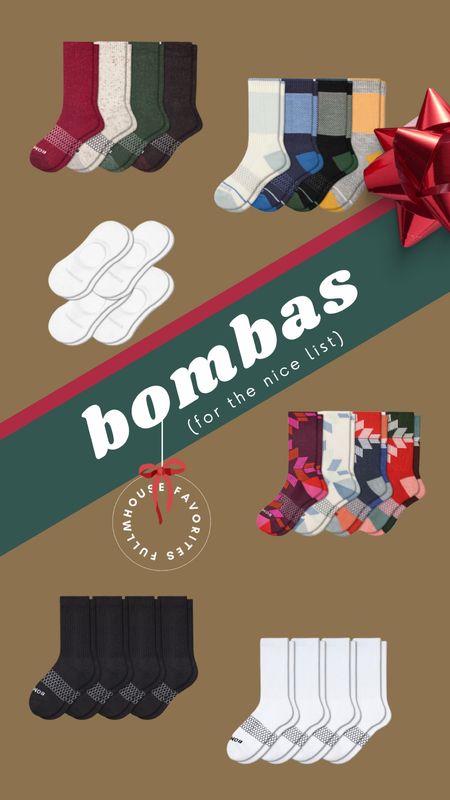 My favorite no-show socks, some fun longer socks to keep her warm, white and black for the boys and Caleb’s favorites all linked here! @bombas #ad 

#LTKGiftGuide