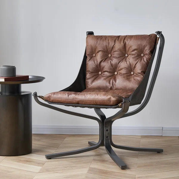 Ademoe 29'' Wide Tufted Genuine Leather Cowhide Butterfly Chair | Wayfair North America