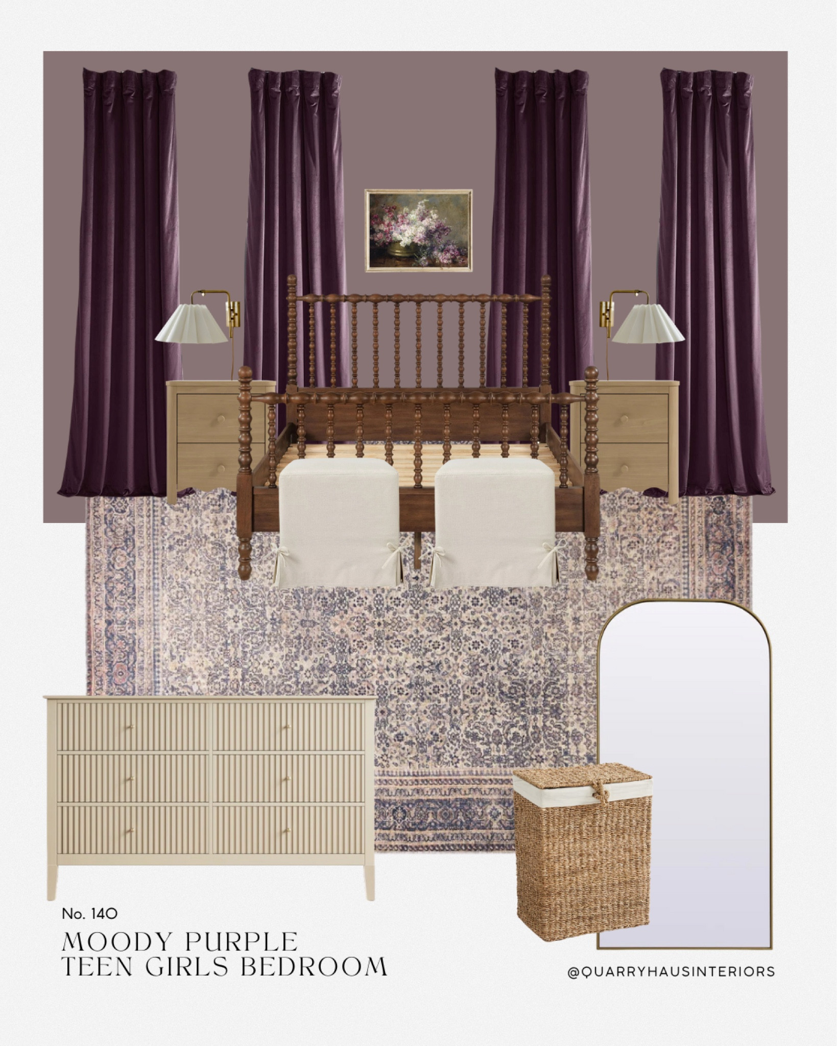 Moody purple teen girl bedroom design 💜

Dark purple plum teen girls bedroom room design decor furniture feminine 

#LTKKids #LTKFamily #LTKHome