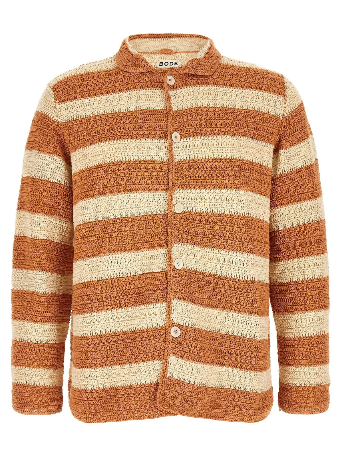 Bode Sherbet Striped Crochet-Knit Shirt | Cettire Global