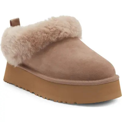 UGG(r) Tazzelle Genuine Shearling Collar Slipper in Mustard Seed at Nordstrom, Size 12 | Nordstrom