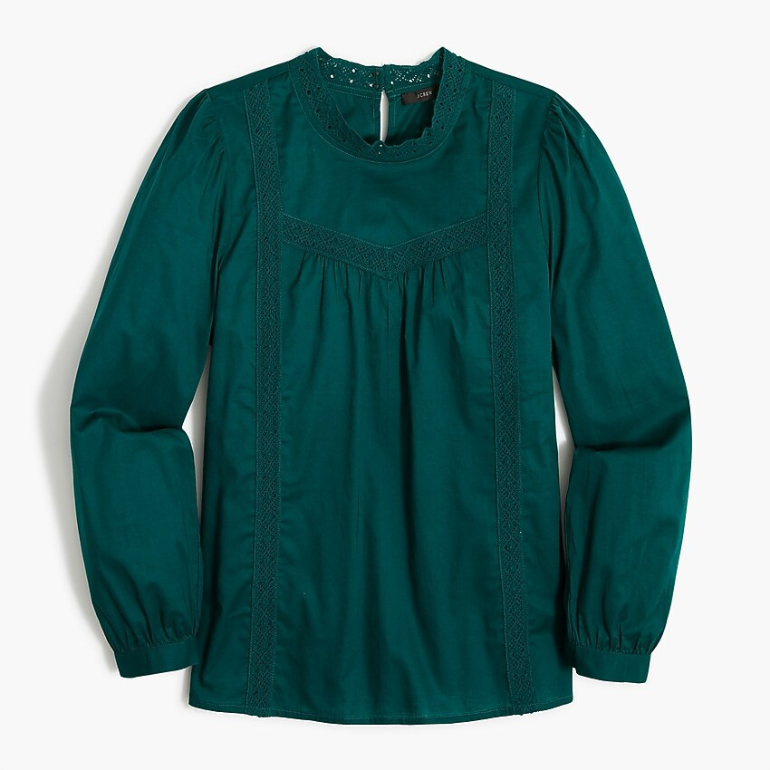 Cotton top with lace detail | J.Crew Factory