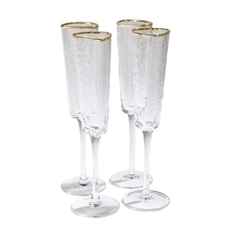 Global Views Hammered Champagne Glass-Clear w/Gold Rim | Perigold | Wayfair North America