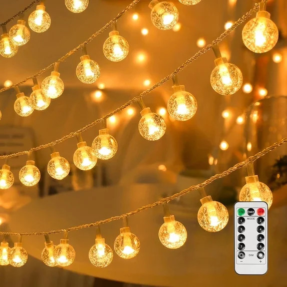 TETOU Globe String Lights, 33ft 80LED Crystal Fairy String Lights Battery Operated String Lights ... | Walmart (US)