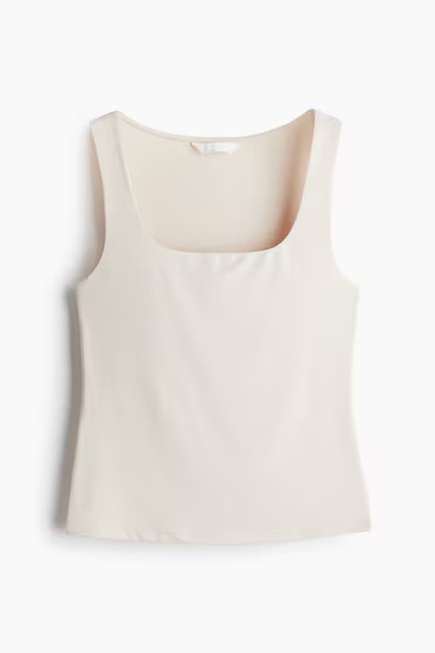 H & M - Square-Neck Tank Top - Beige | H&M (US + CA)