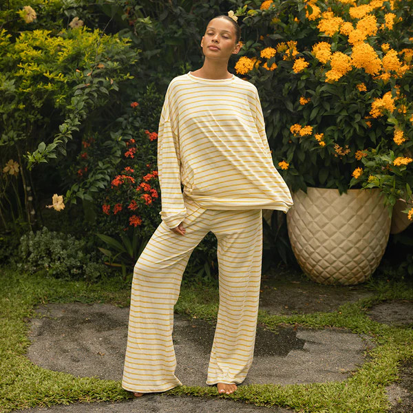 Oversized Jersey Crew, Yellow Stripe | Albion Fit