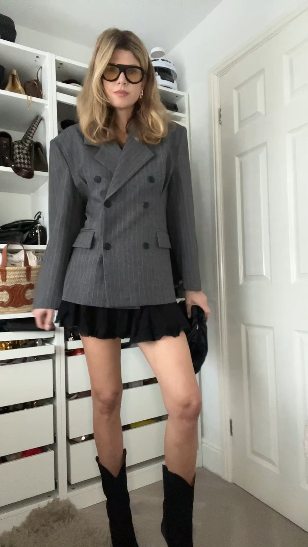 Striped blazer, black mini skirt, suede boots 

#LTKeurope #LTKdatenight #LTKstyletip