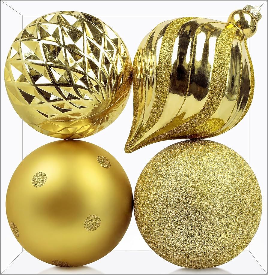 SHareconn 6 Inch Large Christmas Balls Ornaments, 4PCS 150MM Christmas Ornaments Hanging Balls, S... | Amazon (US)