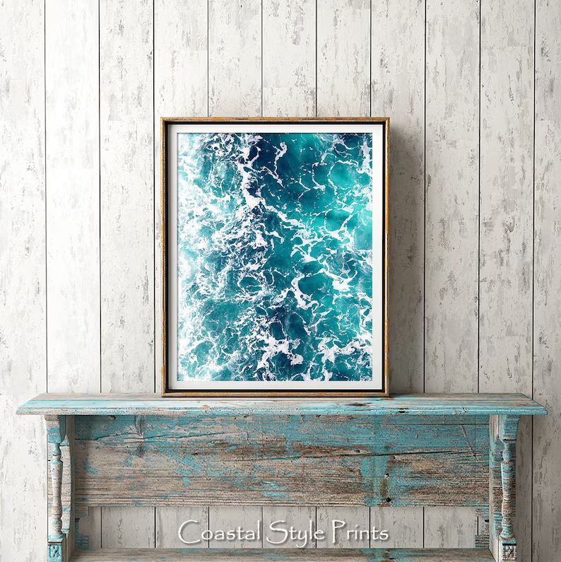Turquoise Ocean Print Waves Art Print Ocean Digital | Etsy | Etsy (US)