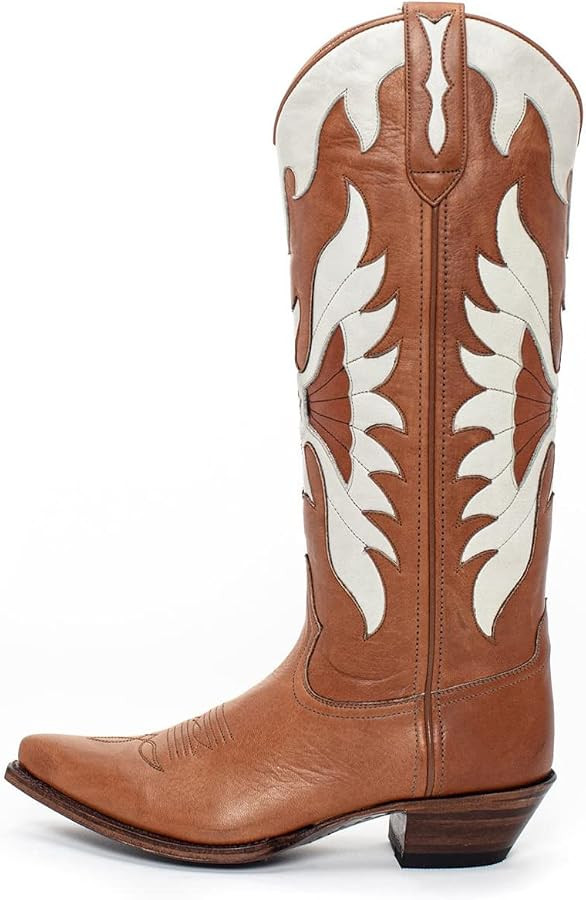 Arqa Women's Embroidered Western Cowboy Boots Pointed Toe Chunky Heel Knee High Boot Pull-On | Amazon (US)