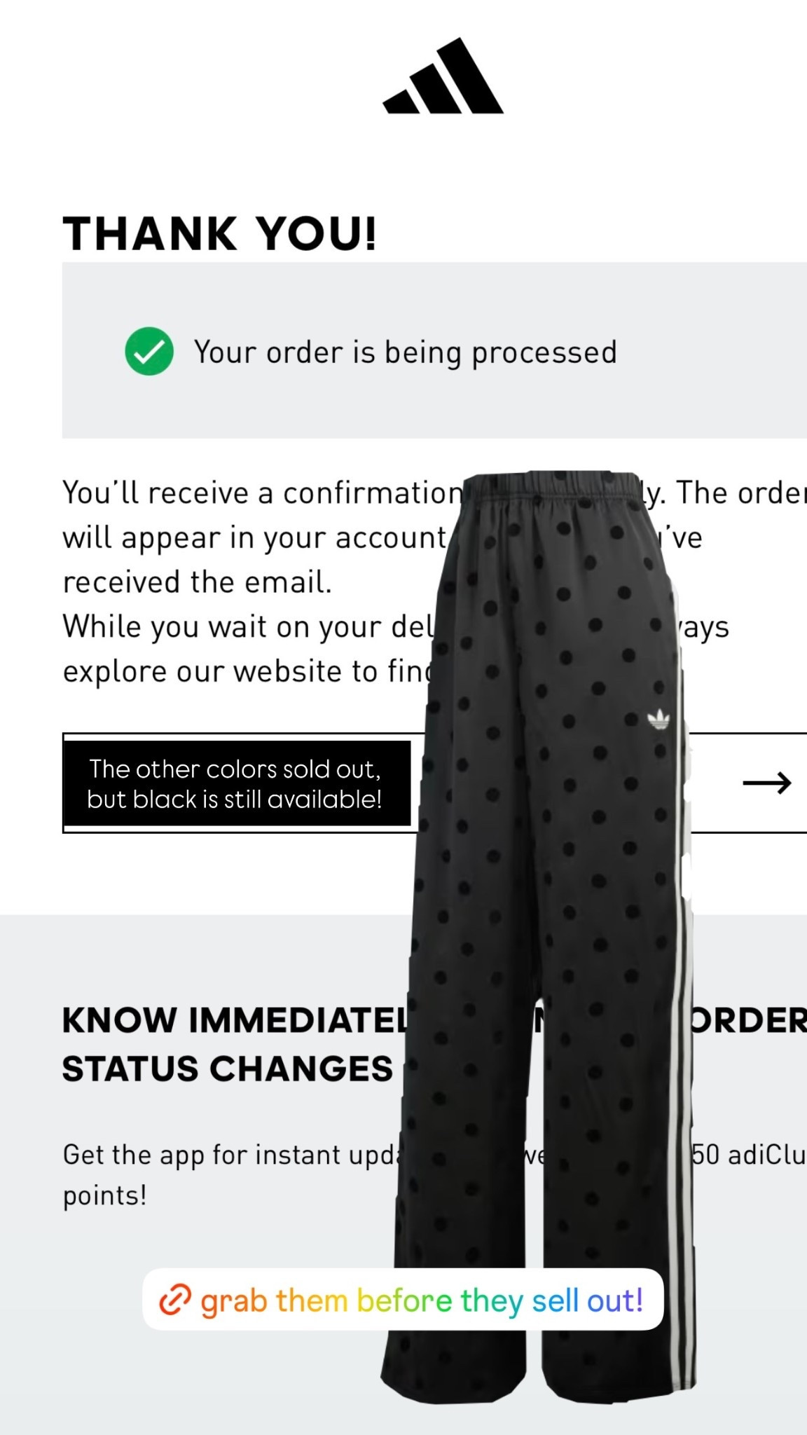 The other colors sold out, but black is still available!