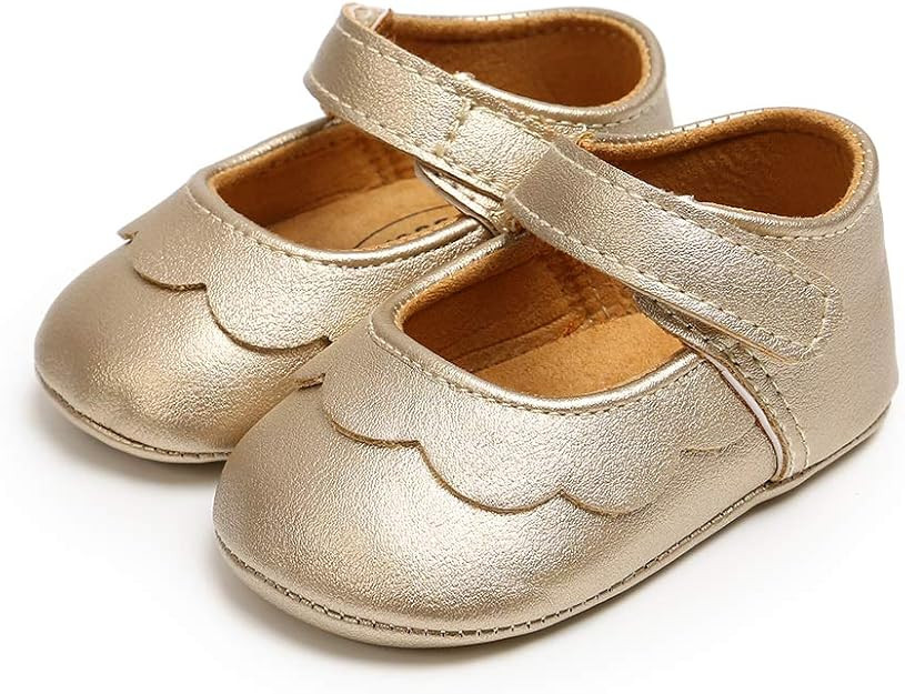 BEBARFER Infant Baby Girls Shoes Mary Jane Flats Anti-Slip Sole Toddler White Dress Shoes | Amazon (US)