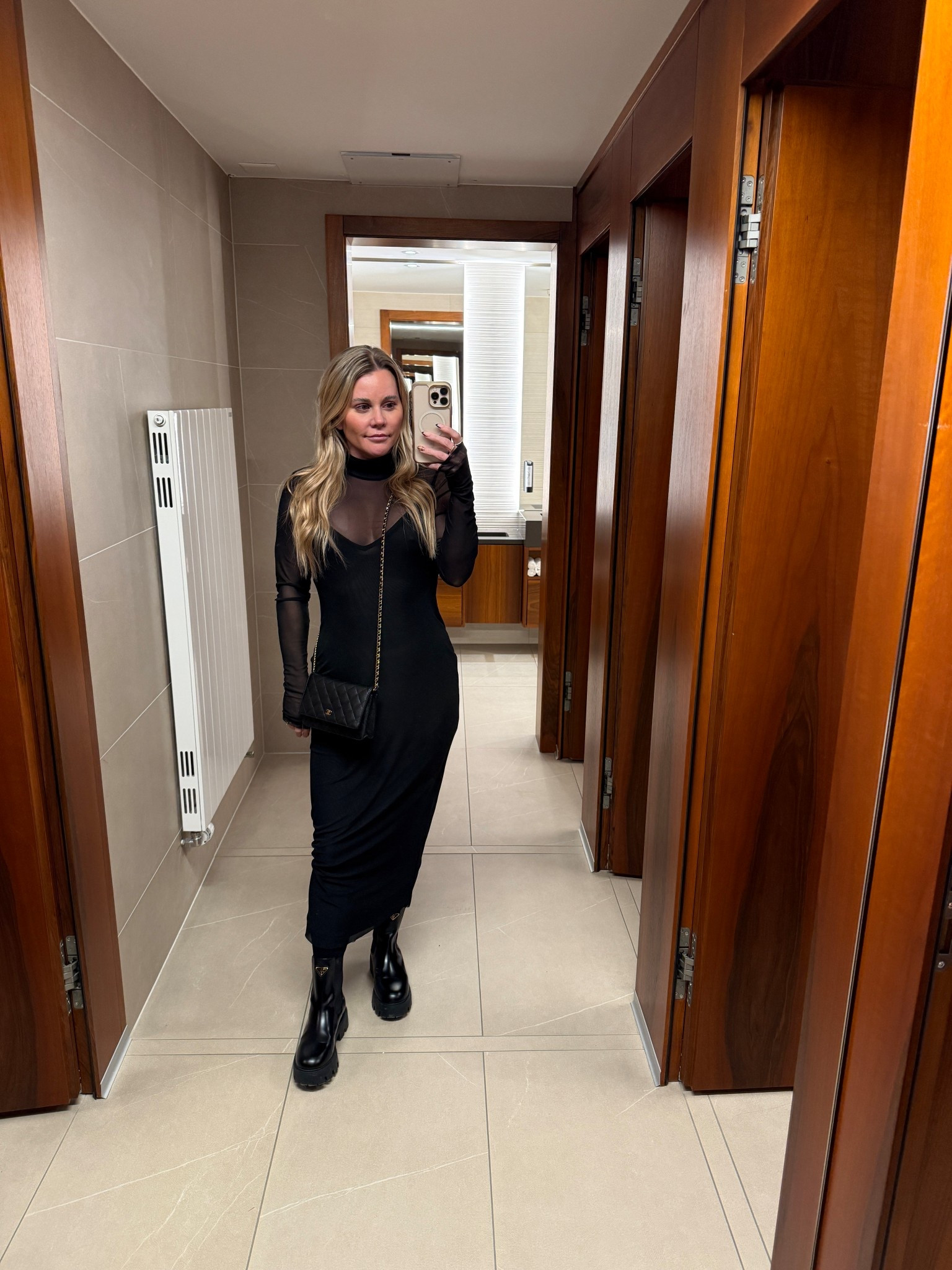 Black dress, sheer black dress, date night look, black Prada boots 

#LTKHoliday #LTKdayinmylife #LTKPetite