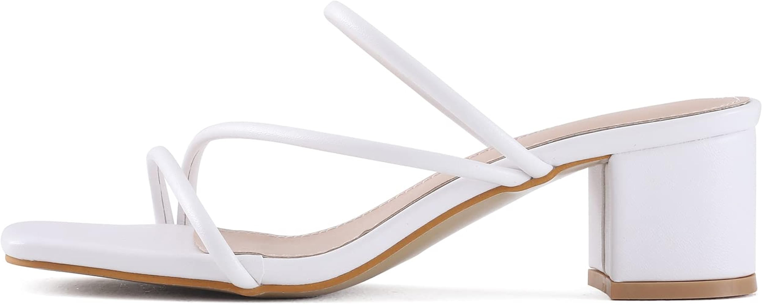 LACUONE Women's Mid Heels Square Toe Chunky Block Heeled Strappy Ankle Buckle Pump Sandals | Amazon (US)