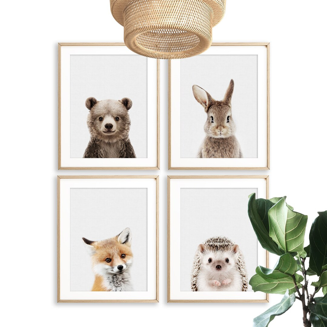 Woodland Nursery Decor Print Set of 4 Baby Animal Nursery - Etsy | Etsy (US)