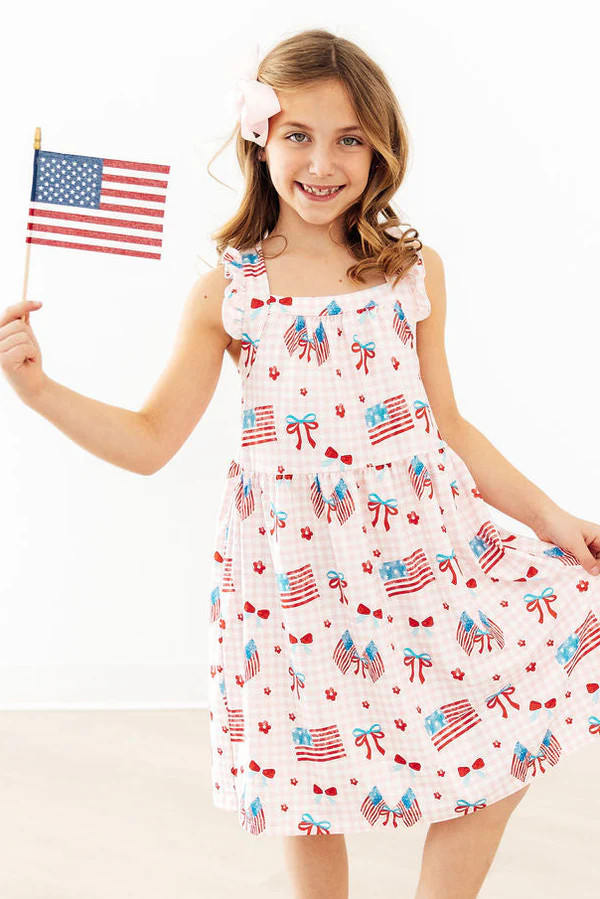 Fancy Flags Ruffle Cross Back Dress | Mila & Rose