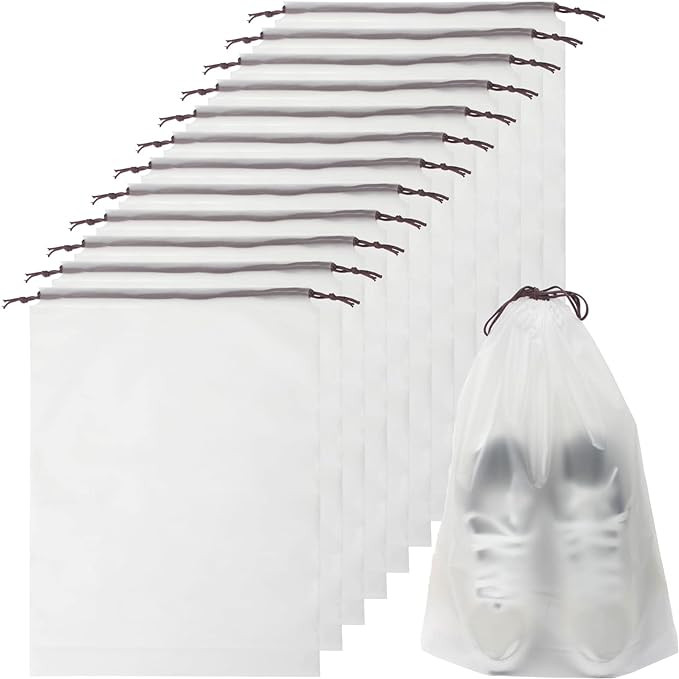 12Pcs Shoe Bags For Travel, 11.8in X 15.7in Large Clear Shoes Storage Organizer with Drawstring, ... | Amazon (US)