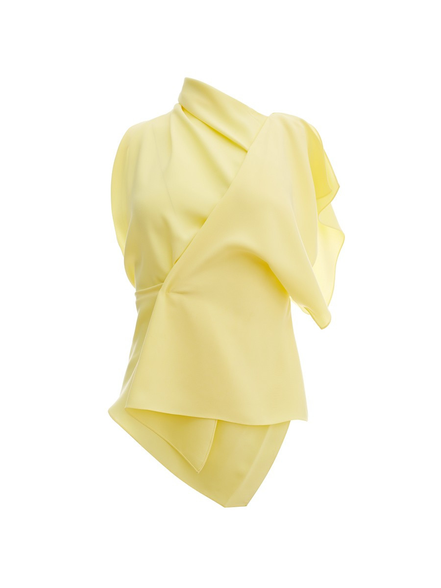 A.W.A.K.E. MODE Women's Asymmetric Gathered Front Top - Yellow - Size 42 (10) | Saks Fifth Avenue OFF 5TH