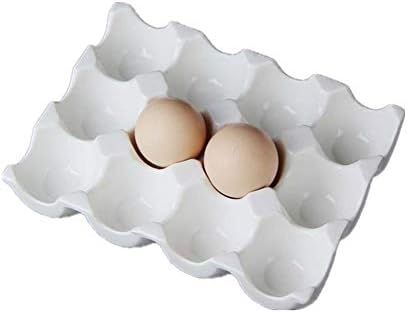 Leoyoubei Pretty Ceramic Egg Plate,7.5X5.5X1.5 " Kitchen Restaurant Fridge Storage and Cookable E... | Amazon (US)