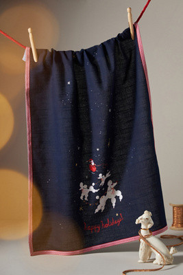 Louise Pretzel Dashing Poodles Dish Towel | Anthropologie (US)