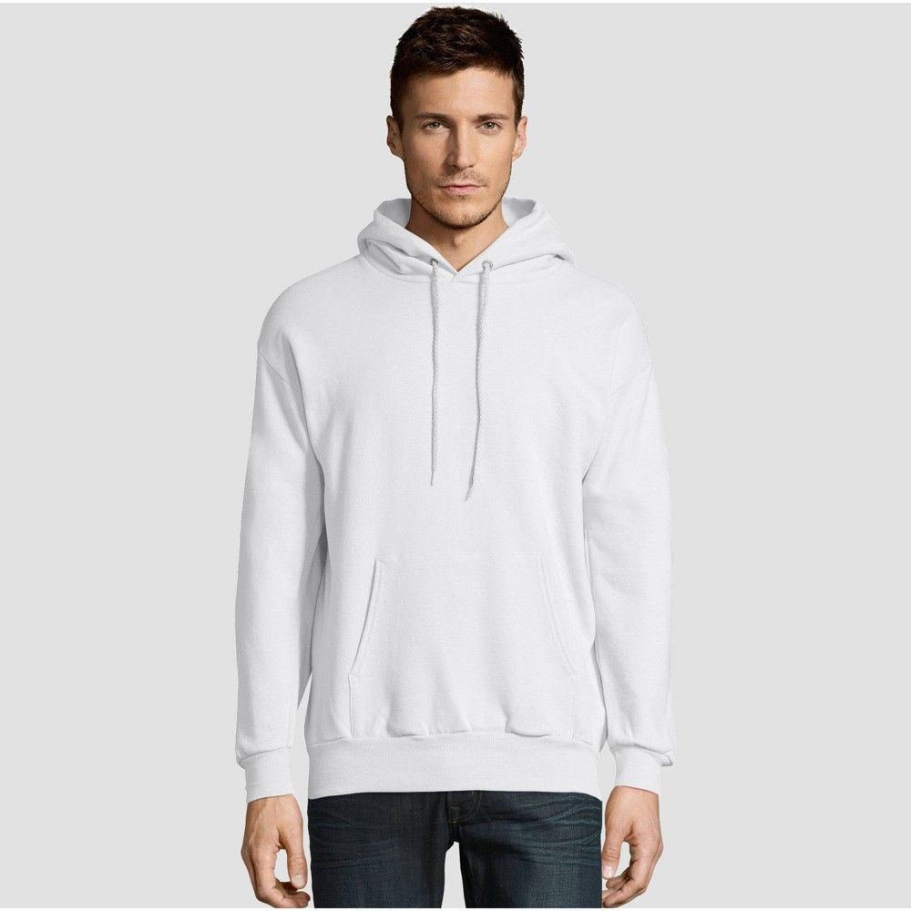 Hanes Men's Big & Tall EcoSmart Fleece Pullover Hooded Sweatshirt - White 5XL | Target