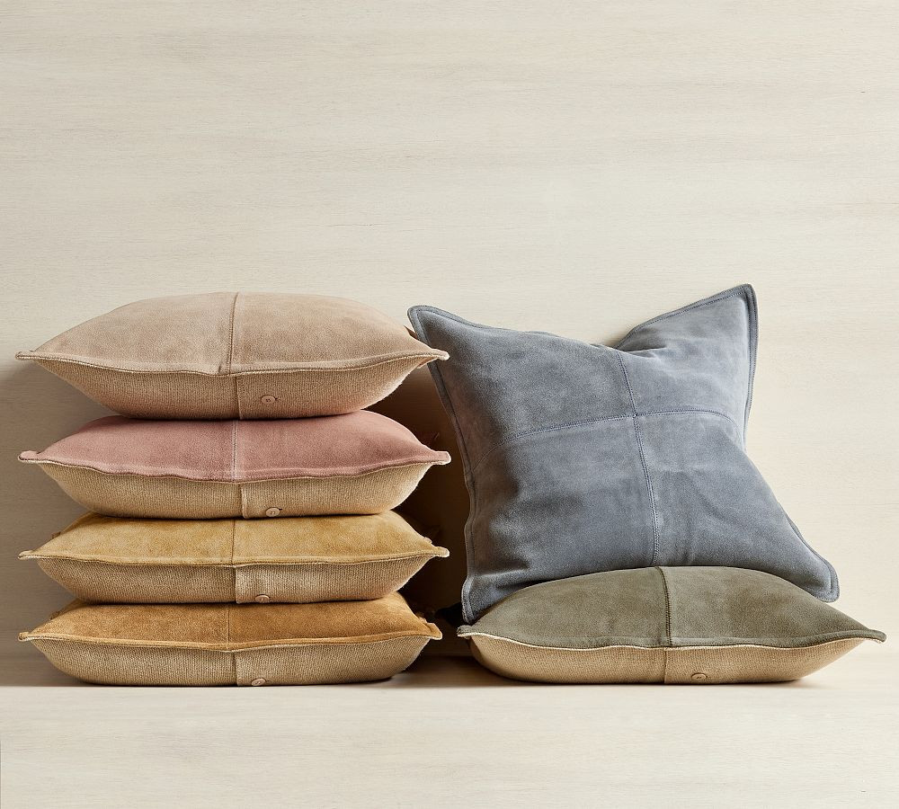 Pieced Suede Pillow | Pottery Barn (US)