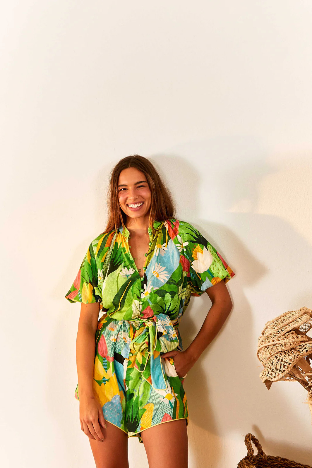 Vintage Toucans Belted Romper | FarmRio (US)