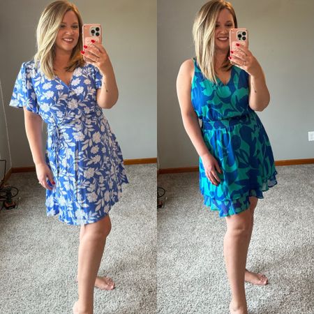 Summer dresses 
*I am wearing an XL in the light blue and a Large in the green and blue. 

#LTKSeasonal #LTKSaleAlert #LTKStyleTip