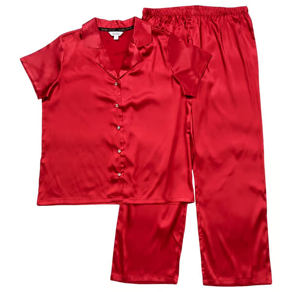 Womens Nicole Miller Shiny Satin w/ Rhinestone Buttons Pajama Set | Boscov's Department Stores
