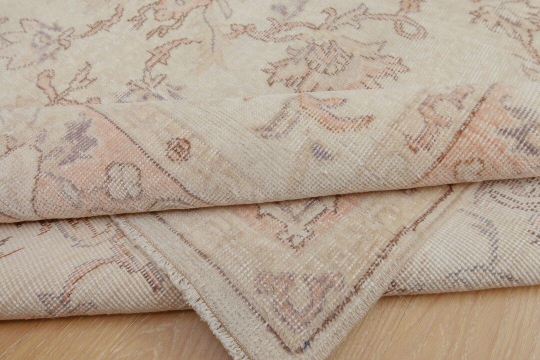 7x11 Oushak rug, Ivory Pink Turkish Area Rug , Antique Rug ,6'7" x 10'10"  Ivory Living Room  Rug... | Etsy (US)