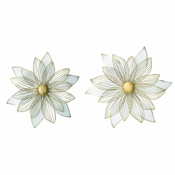 House of Hampton® Metal 24" White Spring Dimensional Flower Wall Art (Set of 2) | Wayfair North America