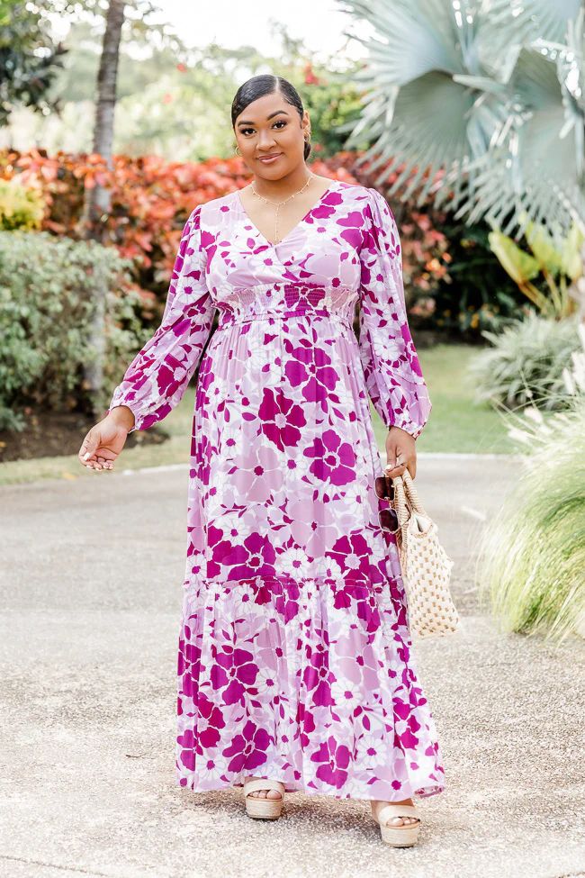 Sweet Paradise Long Sleeve Purple Floral Maxi Dress | Pink Lily