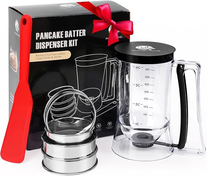 FUNGYAND Pancake Batter Dispenser, 4-Cup Set with Muffin Rings & Spatula - Ideal for Pancakes, Cu... | Amazon (US)