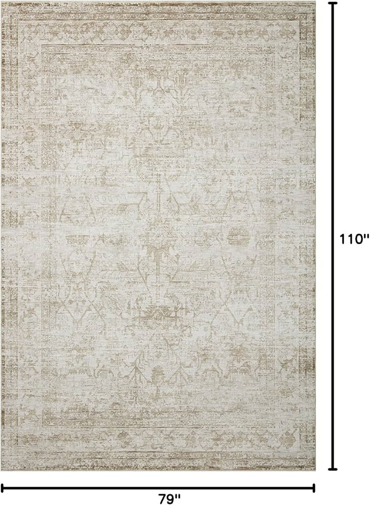 Loloi Amber Lewis Honora Collection HON-01 Ivory/Natural 6'-7" x 9'-2" Area Rug | Amazon (US)
