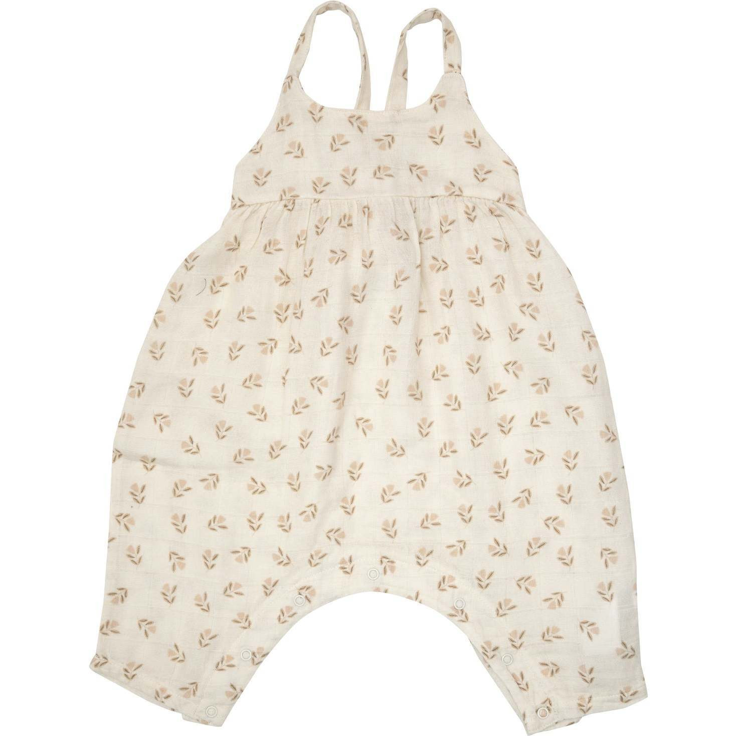 Block Print Ditsy Tie Back Romper, White | Maisonette