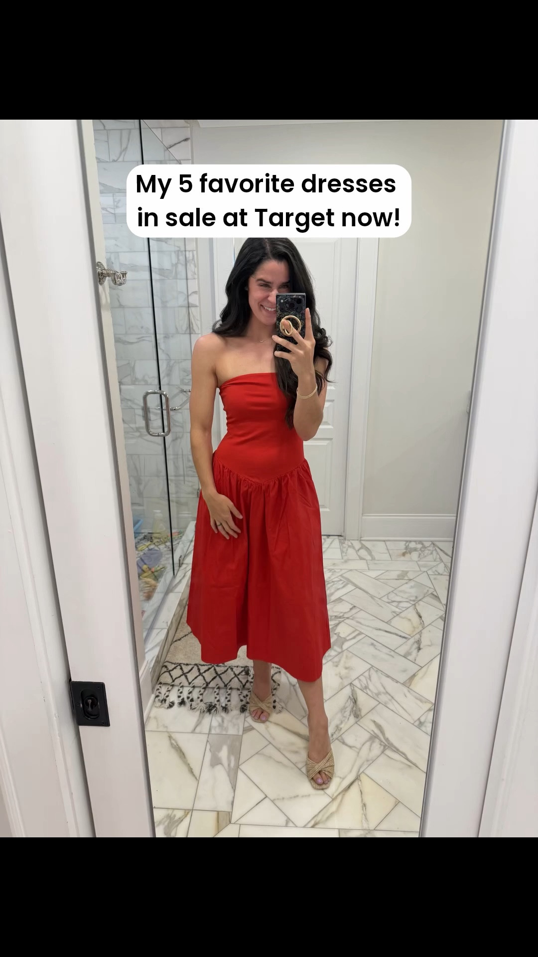 So many pretty options right now  all on sale at @Target 

1. Wearing a small in the red. It’s the perfect red! Soft and comfy. Easily dressed up or down. Has pockets!
2. Floral mini- Love the colors and flattering cut. Wearing my usual size small
3. Striped midi is so pretty! Easily dressed up or down. Has smocking so I sized down one to an XS. Has pockets 🙌🏼
4. White mini runs TTS wearing a small! 
5. Floral maxi- as seen in my Easter reel. It’s beautiful! Gives loveshackfancy vibes for a fraction of the cost. Has pockets, 100% cotton and fully lined! 

Also linking my fav shoes and a pretty pair of earrings I just got - great hoop size with a little sparkle.

#LTKmomlife #LTKootd #LTKSaleAlert
