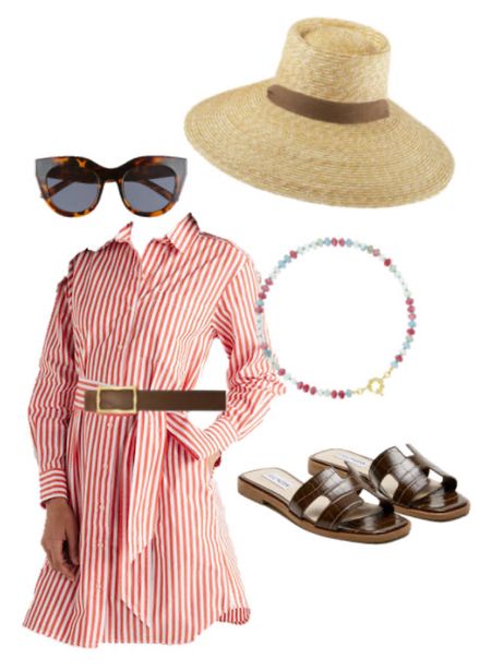 Summer outfit - Memorial Day outfit - Fourth of July outfit - 4th of July outfit - shirt dress - Walmart finds - brown sandals - sun hat - straw hat - candy necklace 

#LTKstyletip #LTKSeasonal #LTKfindsunder100