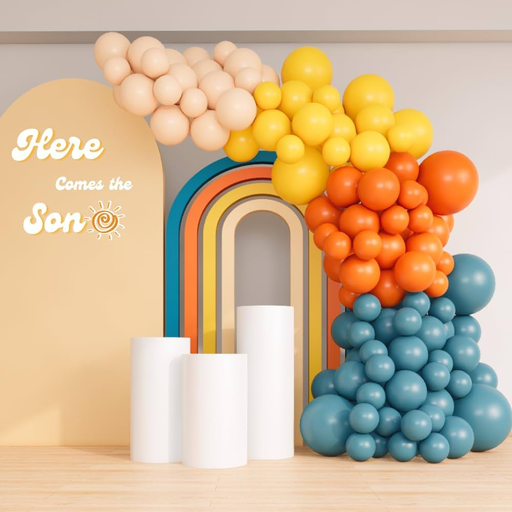 Beaumode Retro Blue Orange Yellow Balloon Arch Garland Kit for Here Comes the Son Baby Shower Boy... | Amazon (US)