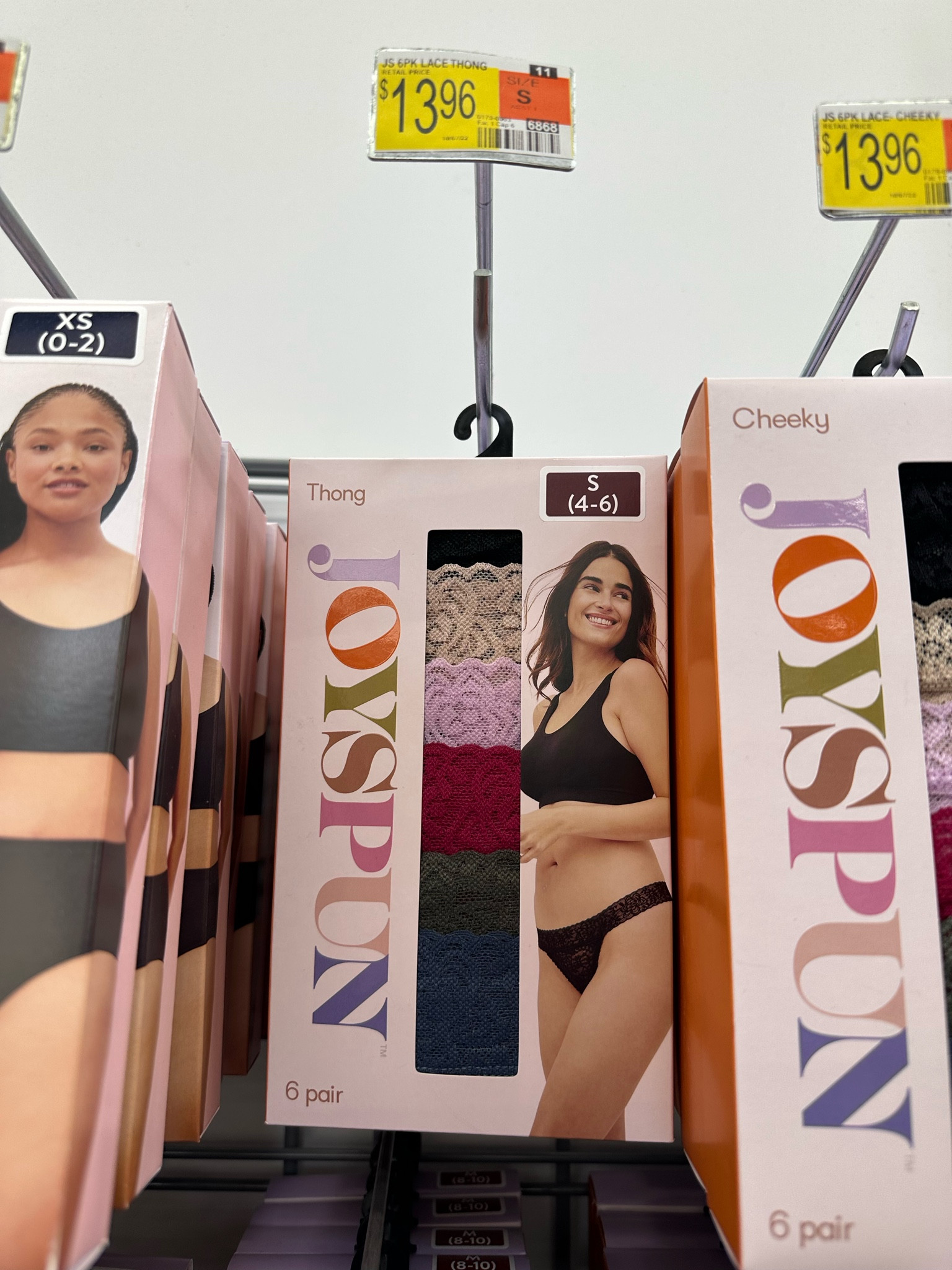 Joyspun Women's Stretch Lace Cheeky Panties, 6-Pack, Sizes S to 2XL 