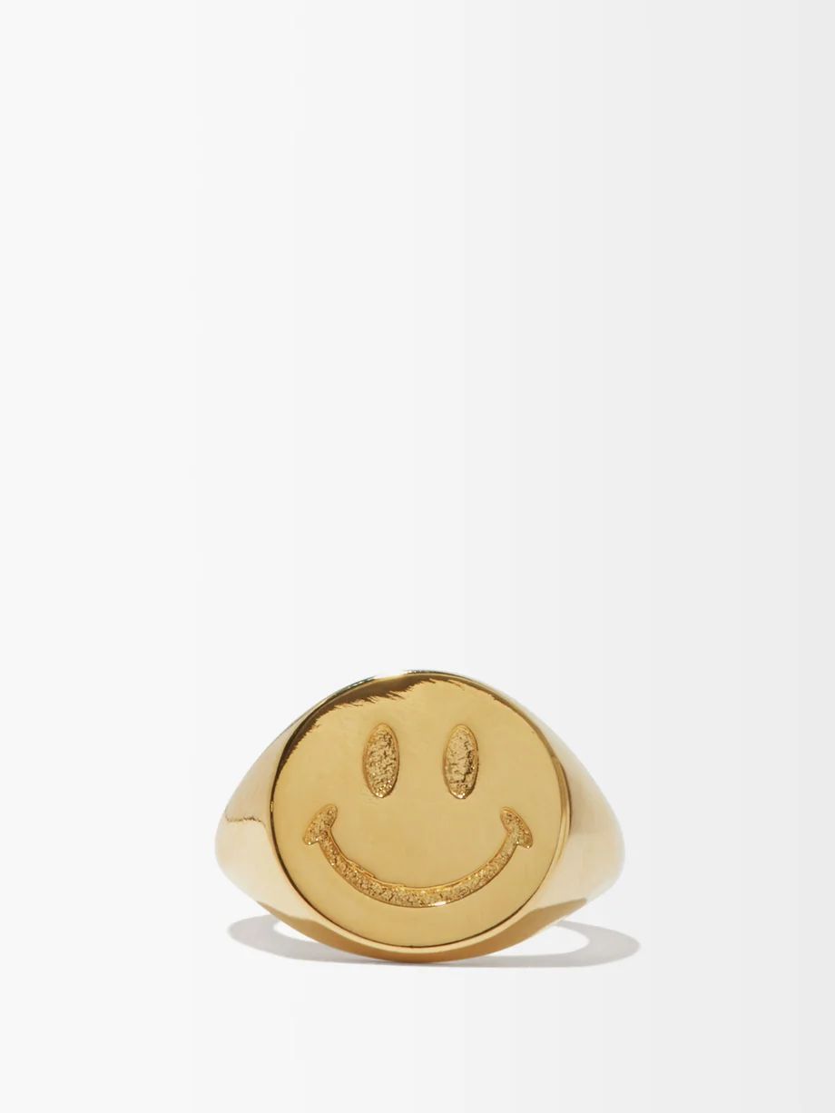 Be Happy 14kt-gold plated signet ring | Matches (UK)