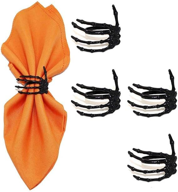 Halloween Napkin Ring Set 4Pcs Skeleton Claw Napkin Holder Rings black Modern Household Napkin Ri... | Amazon (US)