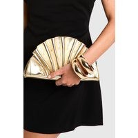 boohoo Women's Metallic Ruffle Clutch Bag in Gold | Boohoo.com (UK & IE)