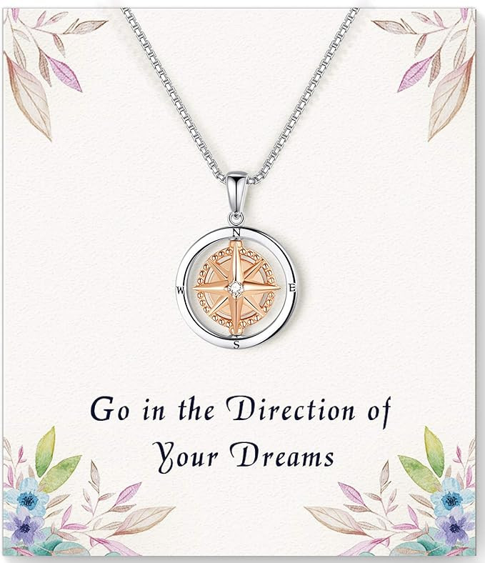 Graduation Gifts for Her 2023 Spin Compass Necklace for Women -Inspirational, Retirement Gifts fo... | Amazon (US)