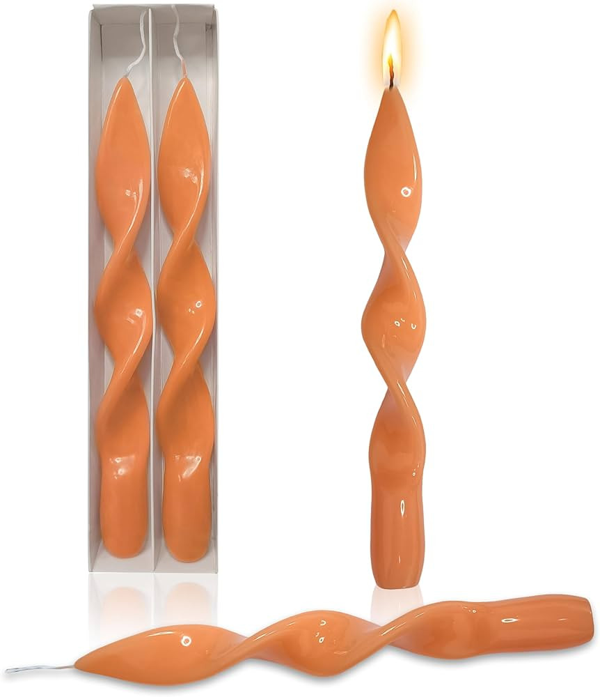 Orange Spiral Taper Candles Twist Candlesticks 8 Inch Handmade Unscented Spiral Candle Sticks for... | Amazon (US)