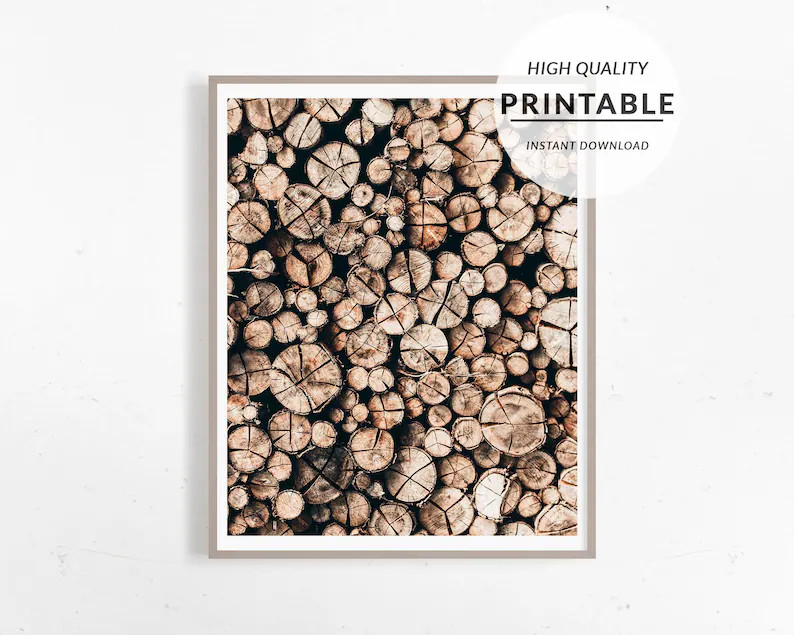 Log Pile Print, Tree Ring Print, Rustic Wall Art, Wall Art Prints, Farmhouse Decor, Printable Art... | Etsy (US)
