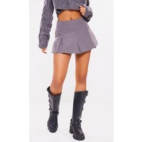 Grey Tailored Woven Box Pleat Skater Skort | PrettyLittleThing UK