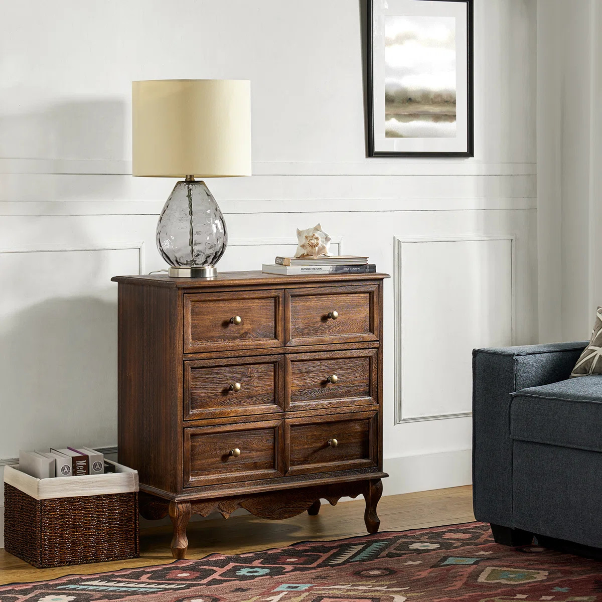 Arshaun Traditional 28''W 3-Door Solid Wood Accent Chest with Charging Station | Wayfair North America